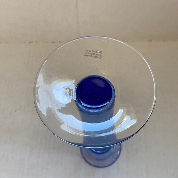 Bohemia Glass Czech blue candlestick - Picture 7 of 11